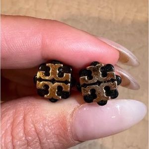 Tory Burch Black & Gold Stud Earrings